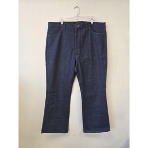 Roebucks Jeans Mens 46x31 Blue Denim Made in USA Straight Leg Dark Wash Zip Fly